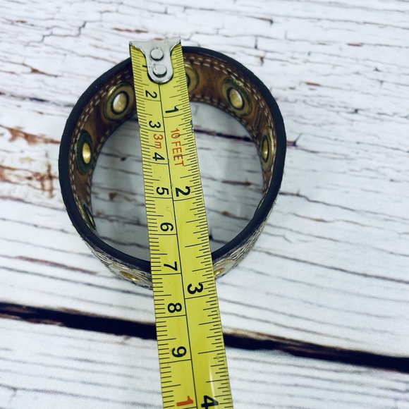 Coach  Leather Cuff Bracelet With Gold Grommets Made in Spain - Picture 5 of 12